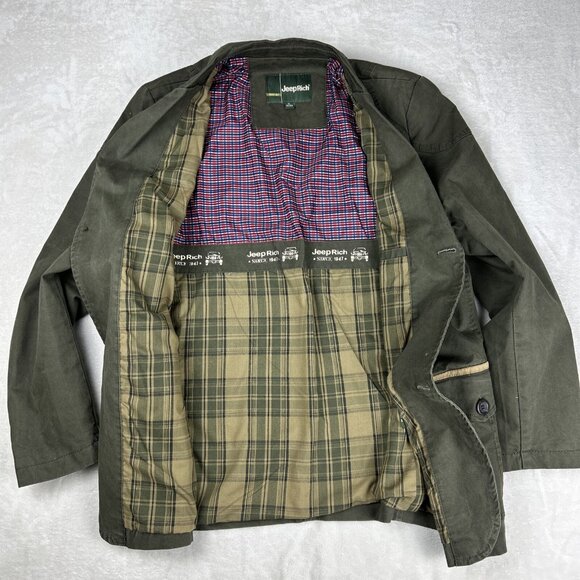 Vintage JeepRich Button Front Mens Olive Green Jacket Size XL Canvas Coat - Picture 7 of 10